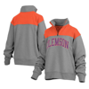 PRESSBOX PRESSBOX GRAY CLEMSON TIGERS AVON FLEECE QUARTER-ZIP JACKET