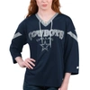 Starter Women's  Navy Dallas Cowboys Rally Lace-up 3/4-sleeve T-shirt In Navy