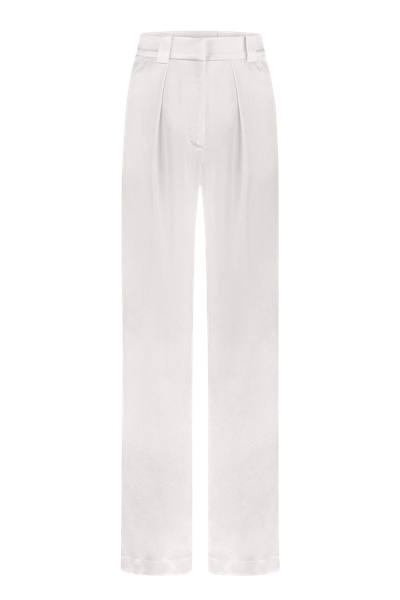 Total White Satin Trousers In White