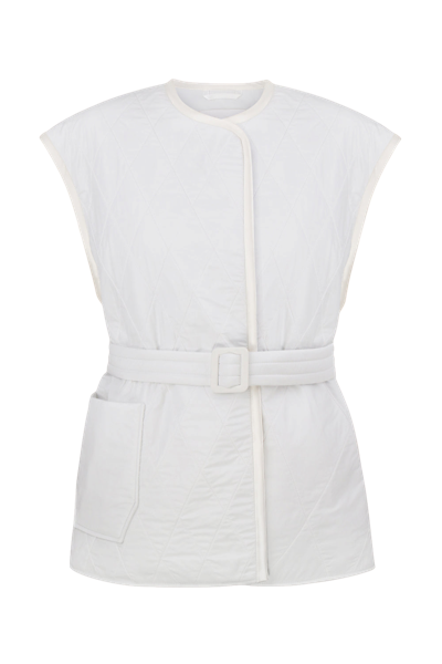 Total White Quilted Vest In White