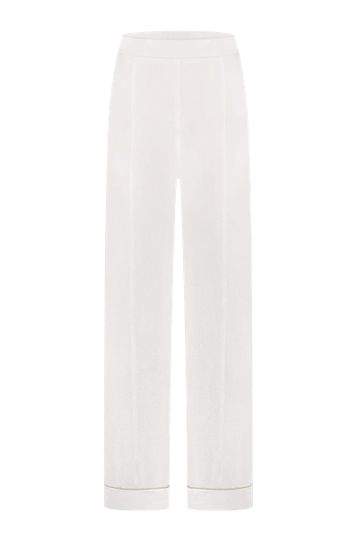 Total White Viscose Flared Trousers In White