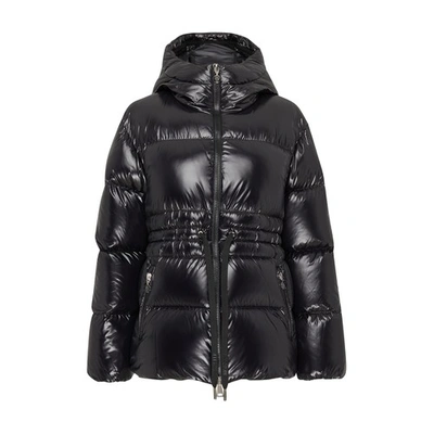 Moncler Rec Nylon Taleve Jacket W Hood Tie Waist In Black