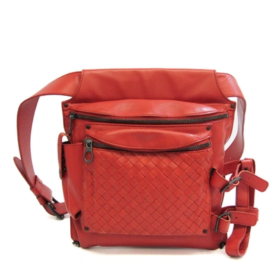 Bottega Veneta Intrecciato Red Leather Shoulder Bag ()