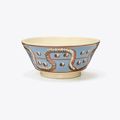 Tory Burch Mochaware Serving Bowl In Blue Multi