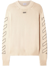 Off-white Cotton Blend Crew-neck Sweater In Nude & Neutrals