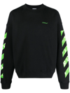 Off-white Diag-stripe Cotton Sweatshirt In Black