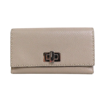 Fendi Peekaboo Grey Leather Wallet  ()