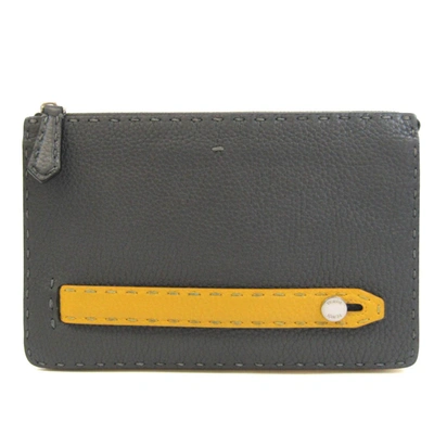 Fendi Selleria Grey Leather Clutch Bag ()