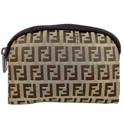 Fendi Zucchino Brown Canvas Clutch Bag ()