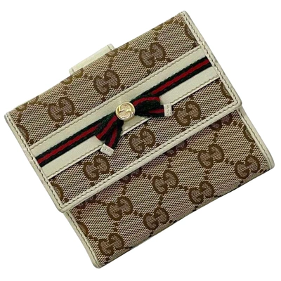 Gucci Sherry Beige Canvas Wallet  ()