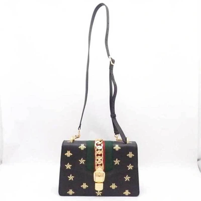 Gucci Sylvie Black Leather Shoulder Bag ()