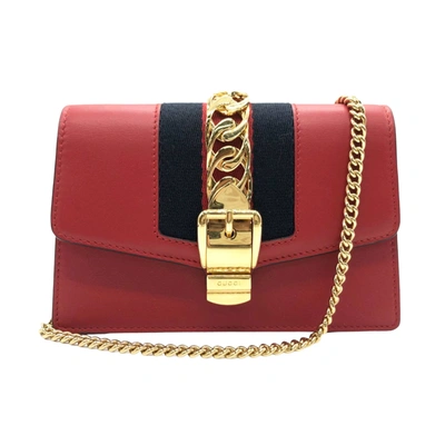Gucci Sylvie Red Leather Shoulder Bag ()