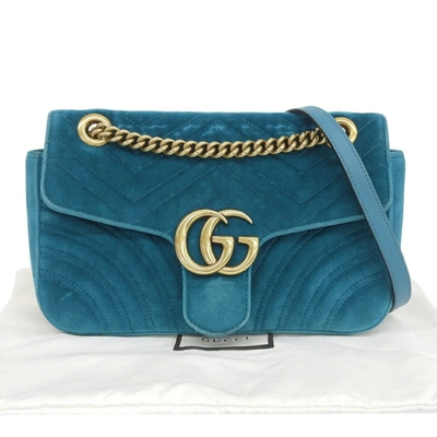 Gucci Turquoise Suede Shoulder Bag ()