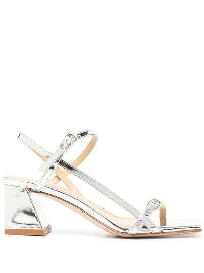 Aeyde 55mm Greta Mirror Leather Sandals In Metallic