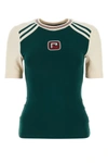 Balmain Pb Embroidered Short-sleeve T-shirt In Vert Foncé/crème/rouge Vif