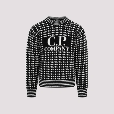 C.p. Company Logo Intarsia-knit Wool Jumper In V Black