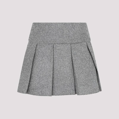 Patou Pleated Virgin-wool Miniskirt In White