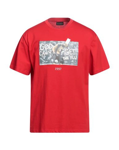 Throwback. Man T-shirt Red Size M Cotton