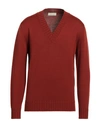 Filippo De Laurentiis Man Sweater Rust Size 42 Merino Wool In Red