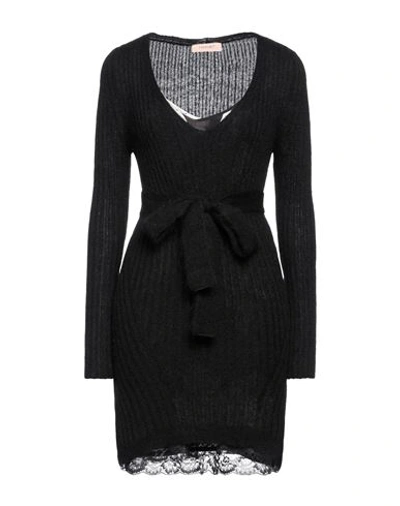 Twinset Woman Mini Dress Black Size M Polyamide, Mohair Wool, Wool
