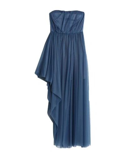 Siste's Woman Mini Dress Slate Blue Size M Polyester, Cotton, Elastane