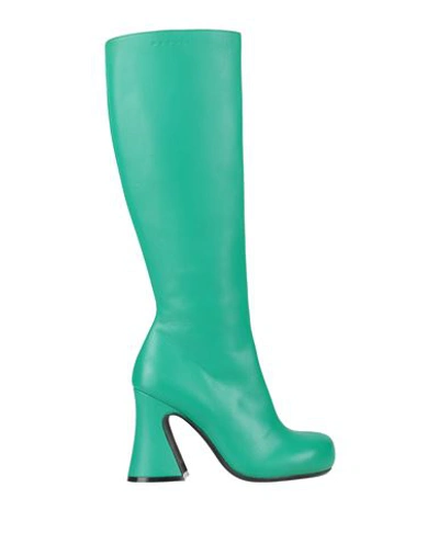 Marni Woman Knee Boots Green Size 6 Soft Leather