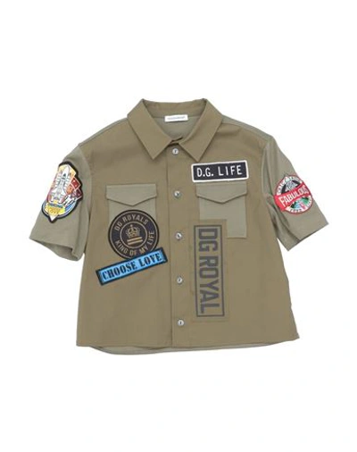 Dolce & Gabbana Babies'  Toddler Boy Shirt Military Green Size 4 Cotton, Elastane