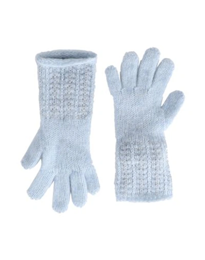 Emporio Armani Babies'  Toddler Girl Gloves Sky Blue Size 7 Virgin Wool, Polyamide, Metallic Fiber