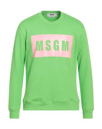 Msgm Man Sweatshirt Acid Green Size Xl Cotton