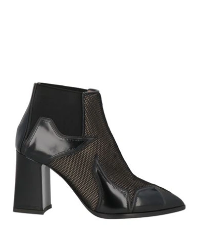 Pollini Woman Ankle Boots Black Size 7.5 Soft Leather, Textile Fibers