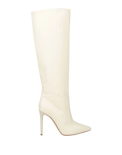 Paris Texas Woman Knee Boots Cream Size 9.5 Soft Leather In White