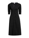Eleonora Stasi Woman Midi Dress Black Size 8 Cotton, Nylon, Lycra