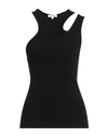 Agolde Athena Cutout Ribbed Stretch Organic Cotton And Lyocell-blend Tank In Black