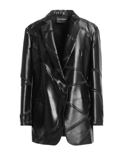 Emporio Armani Woman Blazer Black Size 8 Polyester, Silk, Polyamide