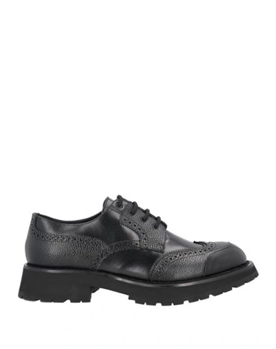 Alexander Mcqueen Man Lace-up Shoes Black Size 12 Soft Leather
