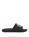 Versace Jeans Couture V-emblem Rubber Slide Sandals In Black