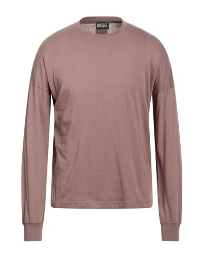 Diesel Man T-shirt Light Brown Size L Cotton In Beige