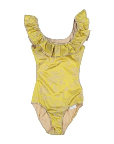 Oseree Babies' Oséree Toddler Girl One-piece Swimsuit Ocher Size 4 Polyamide, Polyester, Elastane In Yellow