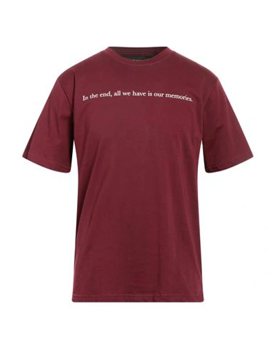 Throwback . Man T-shirt Burgundy Size S Cotton In Red