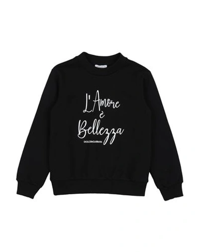 Dolce & Gabbana Babies'  Toddler Girl Sweatshirt Black Size 4 Cotton, Elastane