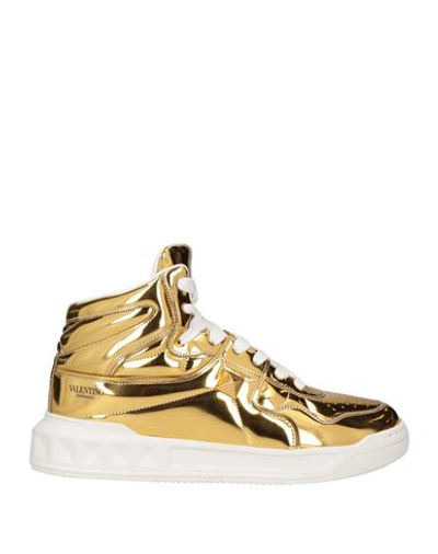 Valentino Garavani Man Sneakers Gold Size 9 Leather, Textile Fibers
