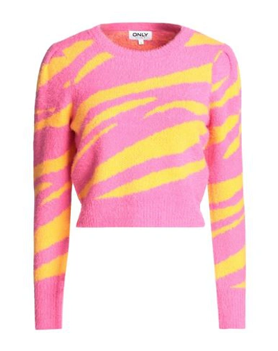 Only Woman Sweater Fuchsia Size L Nylon, Acrylic In Pink