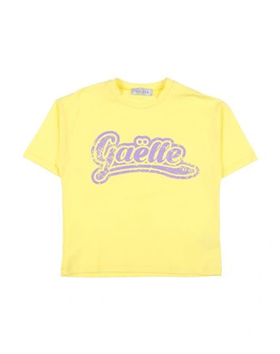 Gaelle Paris Babies' Gaëlle Paris Toddler Girl T-shirt Yellow Size 6 Cotton, Elastane