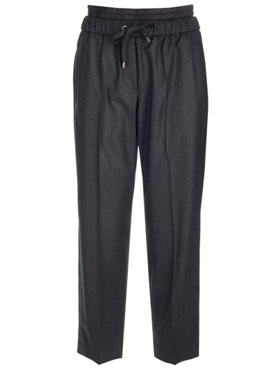 Brunello Cucinelli Wool Baggy Pants In Blue