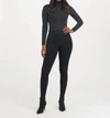 Spanx Womens Pitch Black Clean Denim Skinny High-rise Stretch-denim Jeans In Black