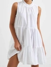 FRENCH CONNECTION RHODES POPLIN SLEEVELESS TIERED DRESS IN WHITE