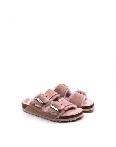 Birkenstock Women's Arizona Shearling Slide Sandals In Pink