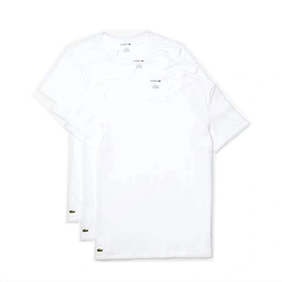 Lacoste Men Essentials 3 Pack Slim Fit Crew Neck T-shirts In White In White 001