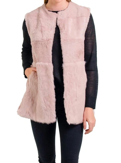 Love Token Stacy Genuine Real Rabbit Fur Vest In Blush In Pink