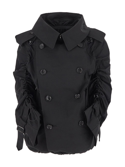 Junya Watanabe Short Curled Trench Coat In Black